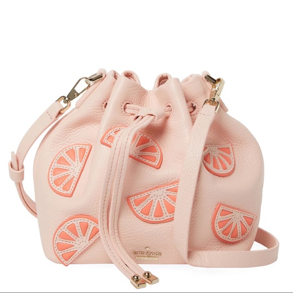 Kate Spade Flights of Fancy Grapefruit Mini Bucket Bag Crossbody - Picture 14 of 16